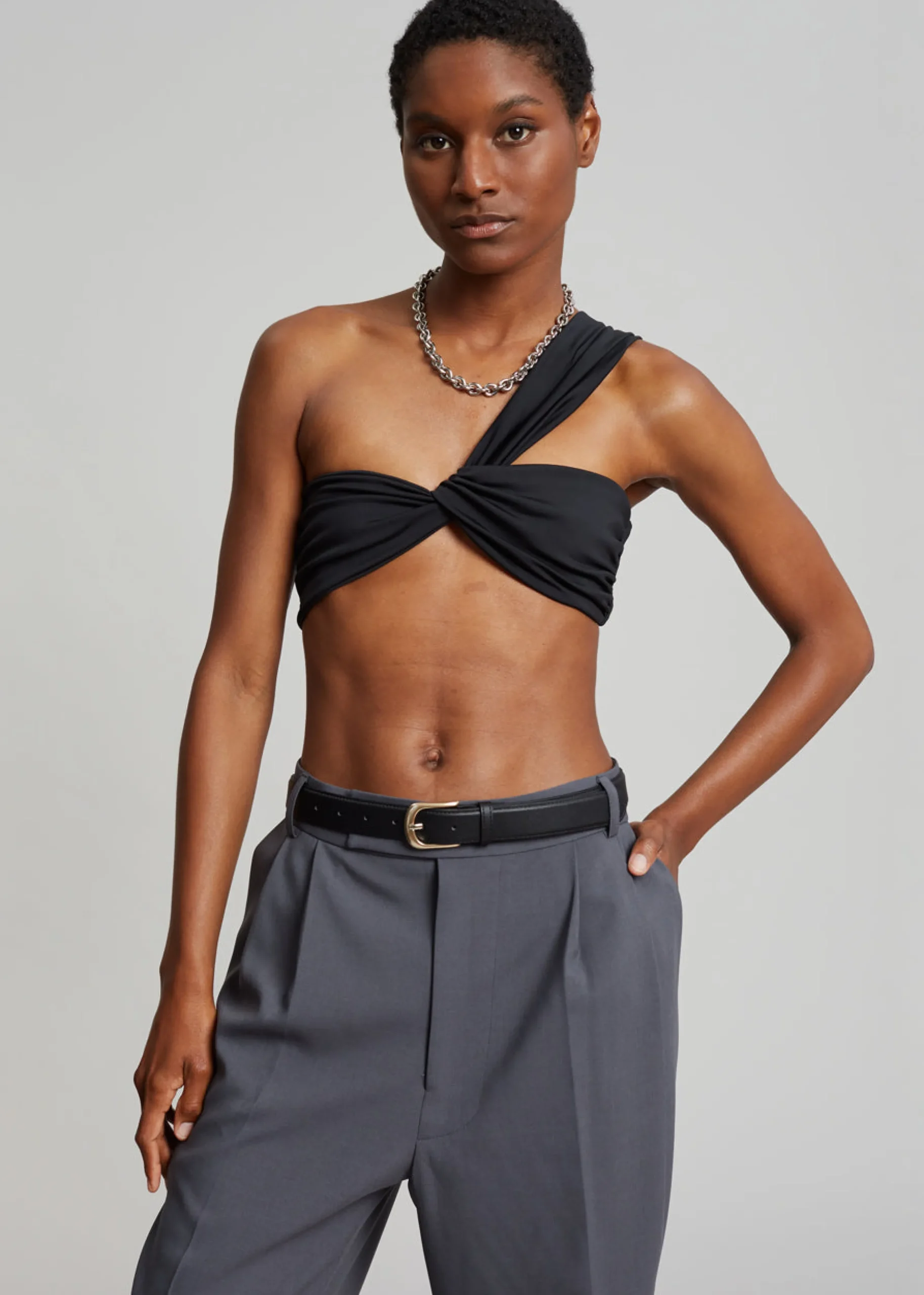 Aexae Ruched One Shoulder Swim Top