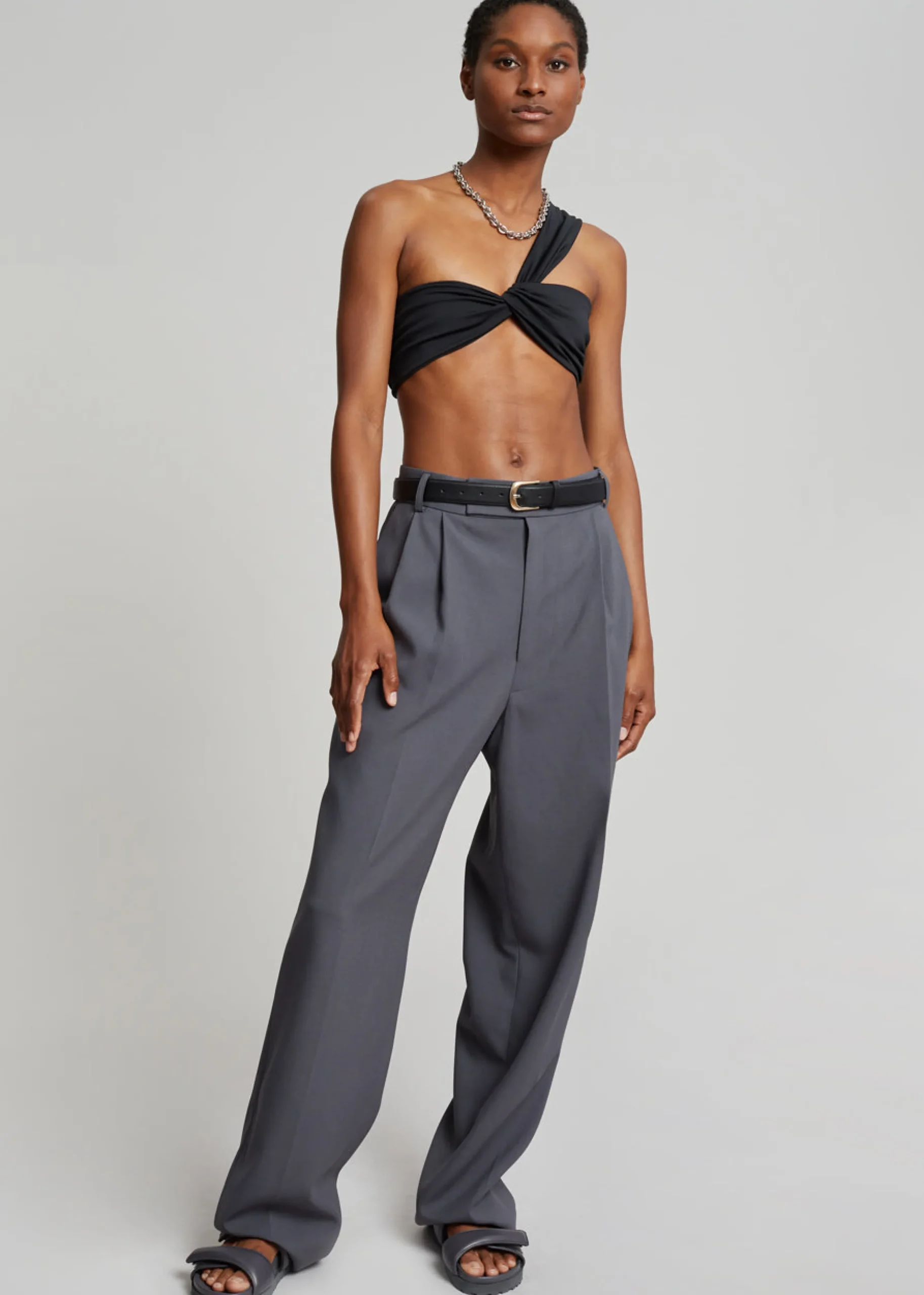Aexae Ruched One Shoulder Swim Top