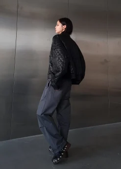 Alma Quilted Faux-Leather Bomber