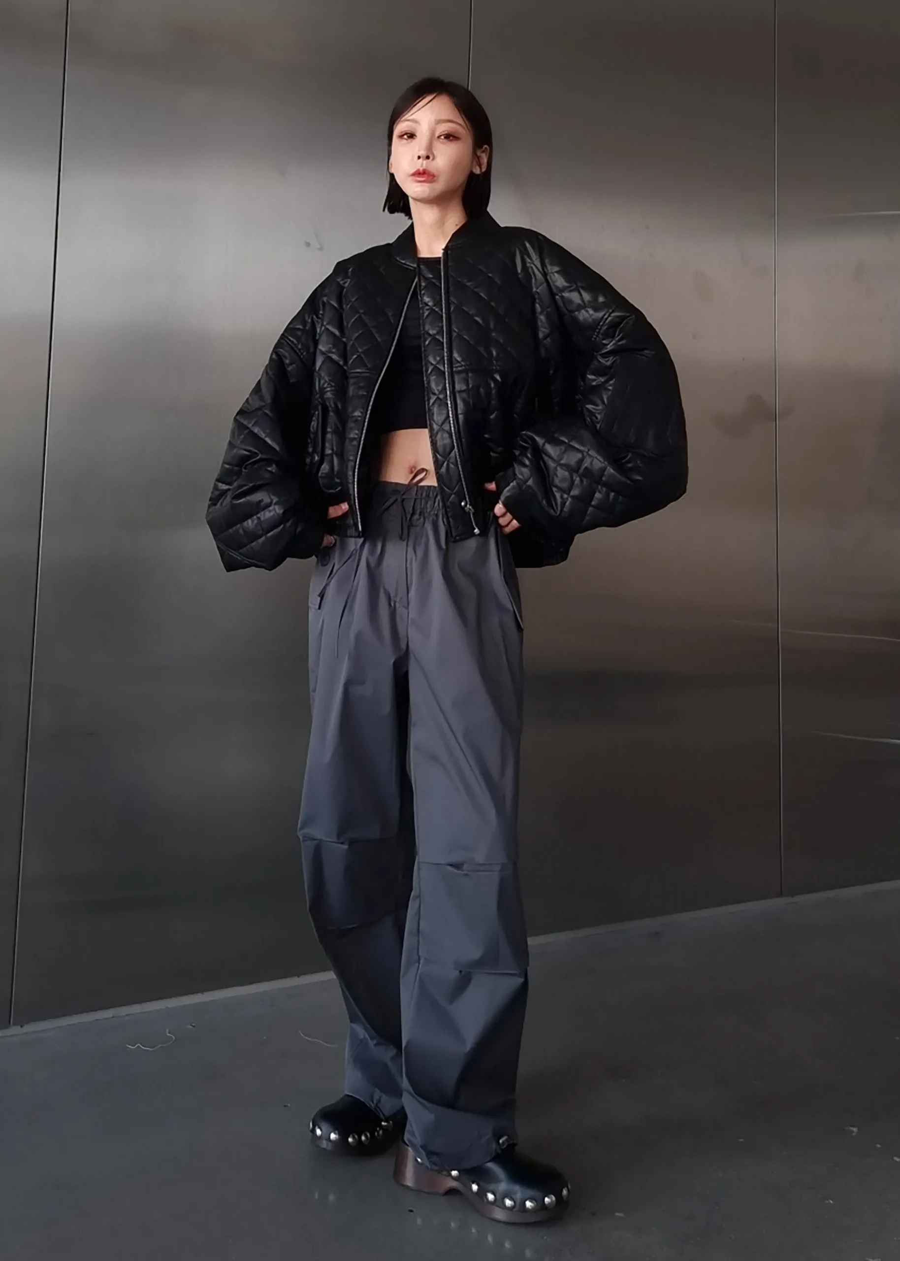 Alma Quilted Faux-Leather Bomber