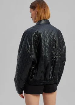 Alma Quilted Faux-Leather Bomber