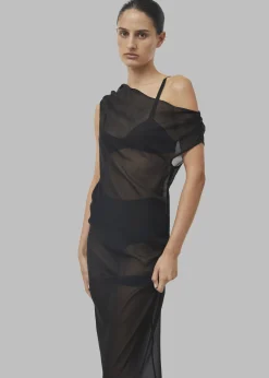 Beare Park Silk Georgette Off The Shoulder Dress