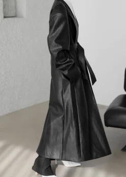 Connie Faux Leather Belted Trench Coat