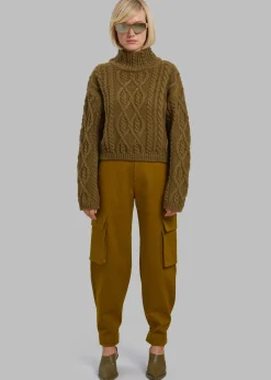 Devi Cable-Knit Mock Neck Sweater