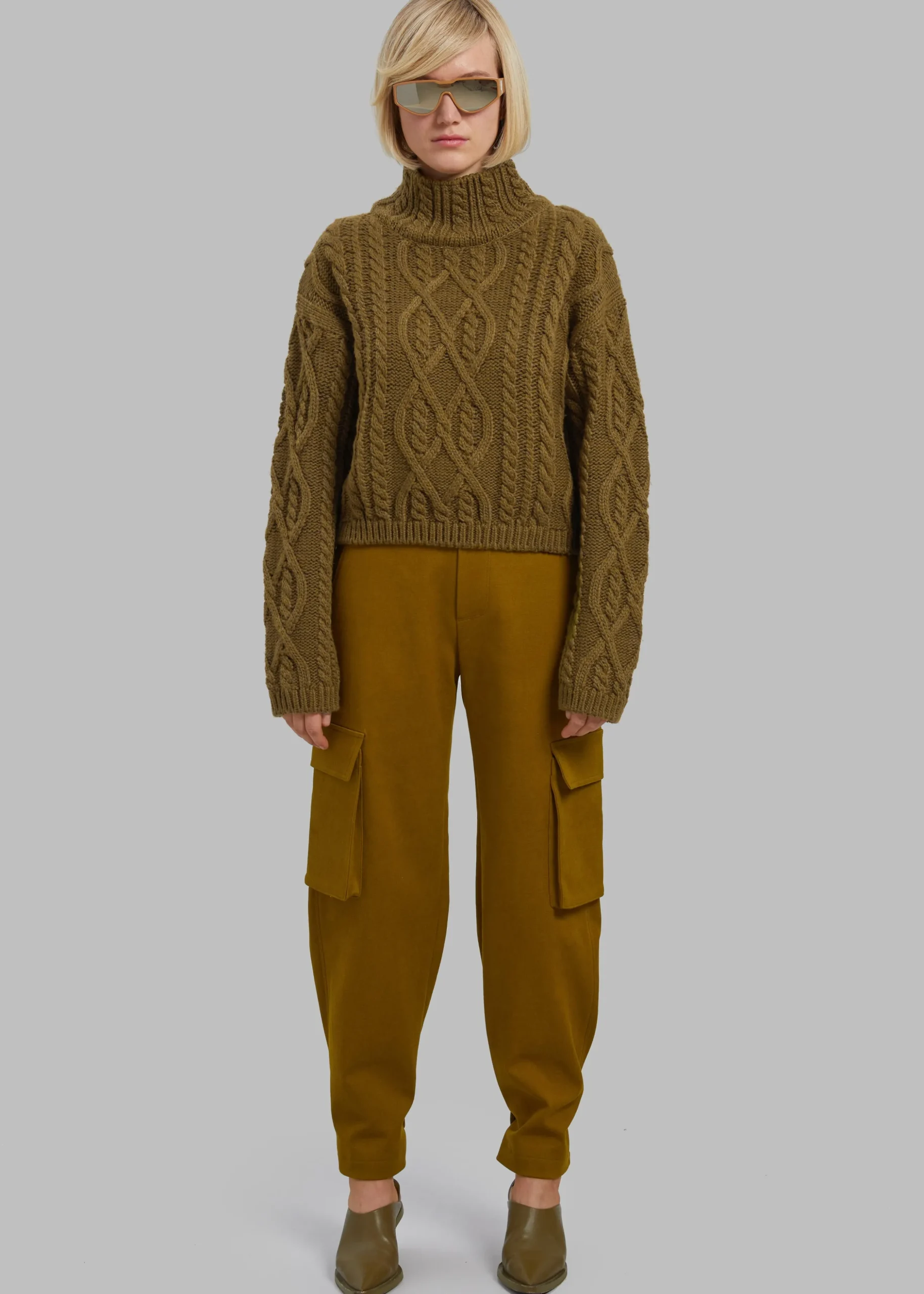 Devi Cable-Knit Mock Neck Sweater