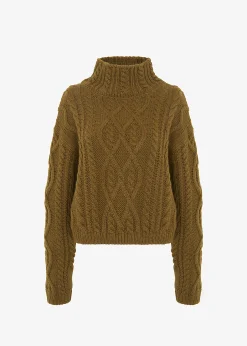 Devi Cable-Knit Mock Neck Sweater