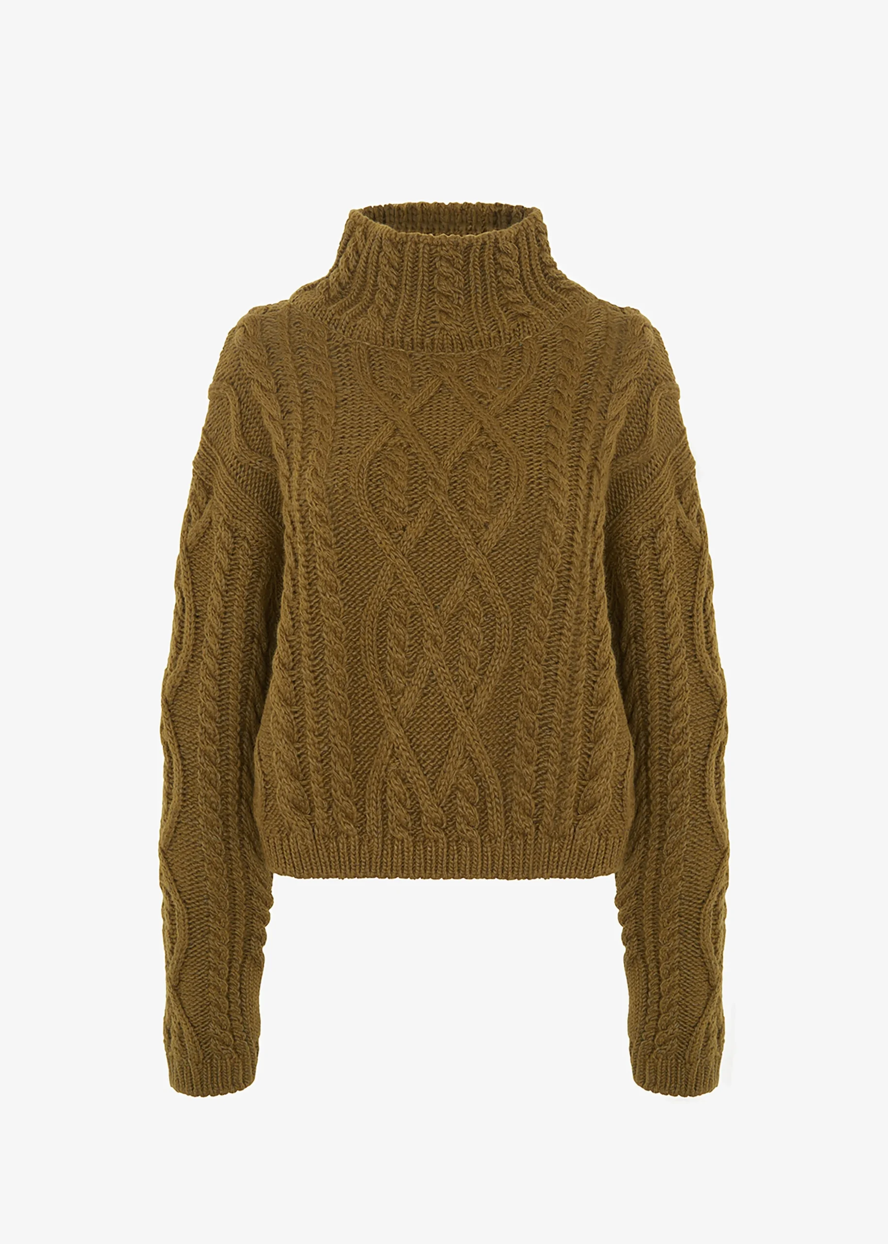 Devi Cable-Knit Mock Neck Sweater