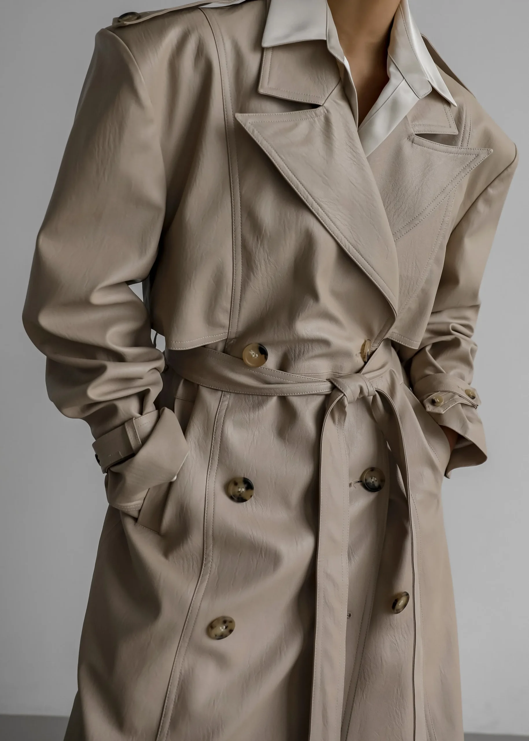 Diana Faux Leather Trench Coat