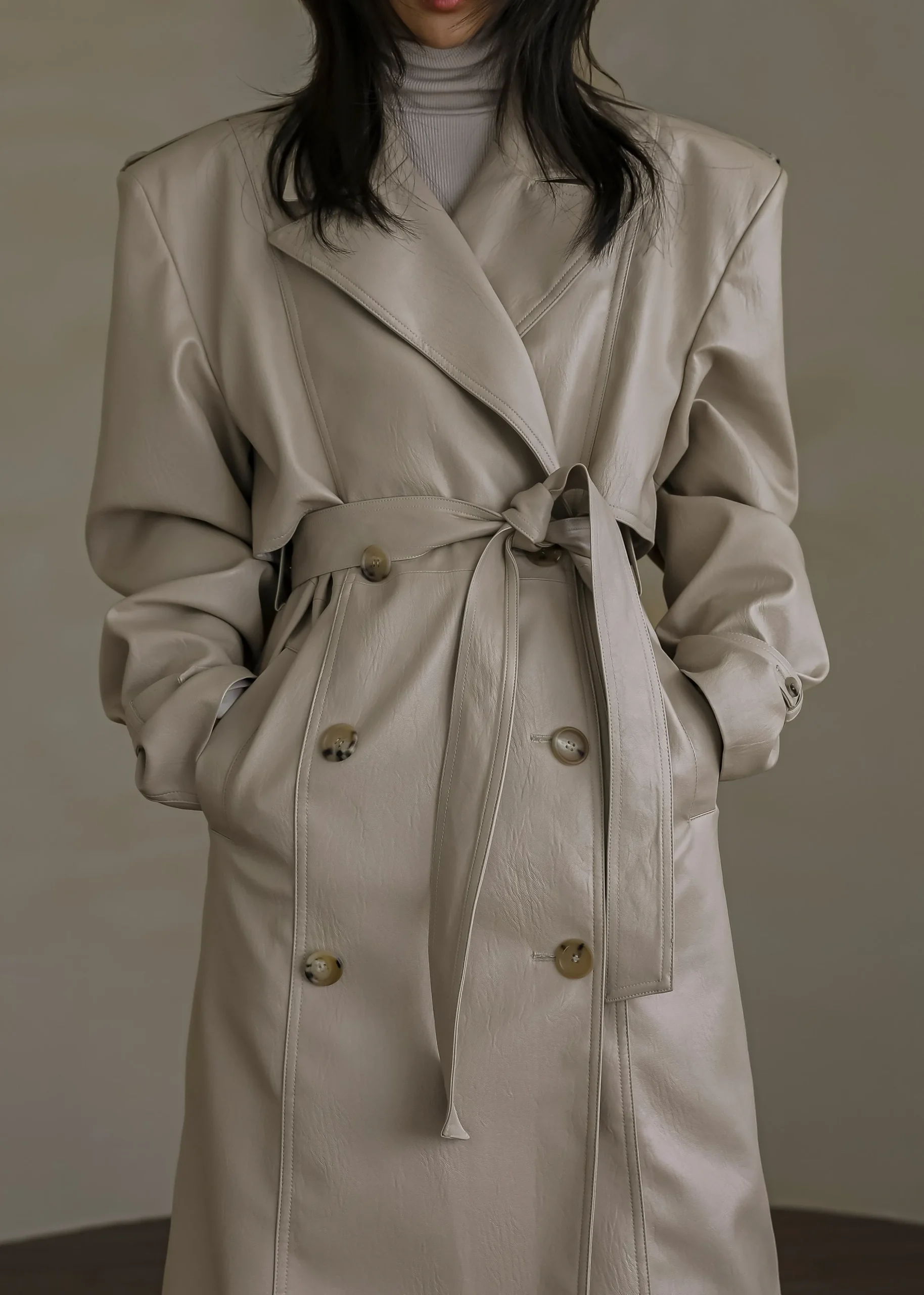 Diana Faux Leather Trench Coat