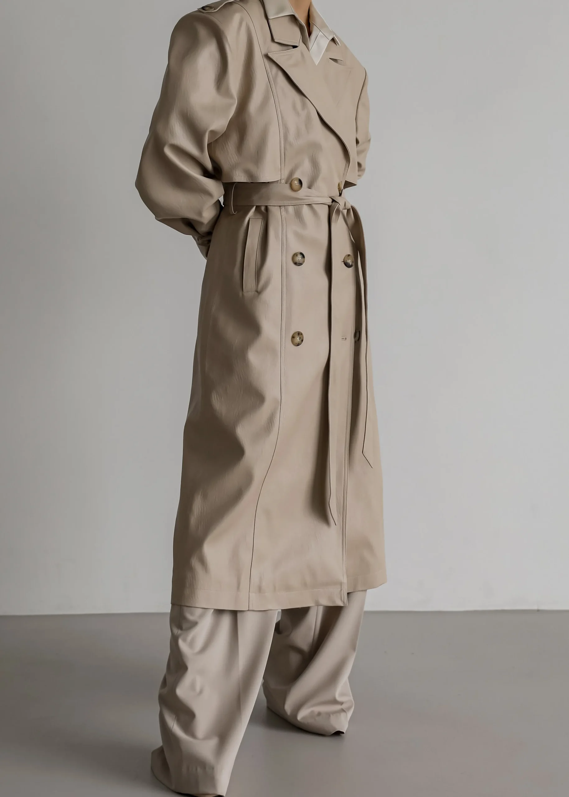 Diana Faux Leather Trench Coat