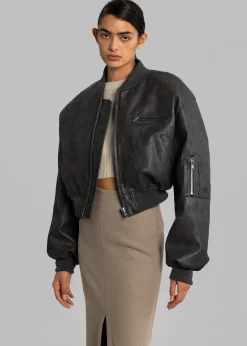Gae Faux Leather Cropped Bomber