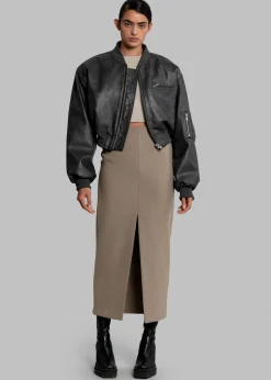 Gae Faux Leather Cropped Bomber