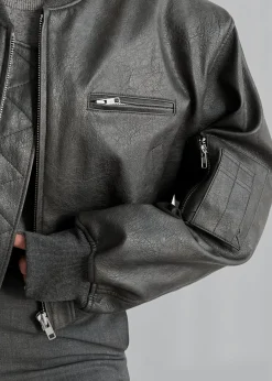 Gae Faux Leather Cropped Bomber