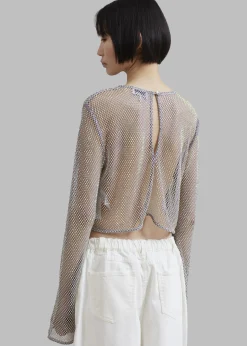 Ganni Embellished Mesh Blouse