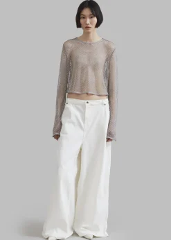 Ganni Embellished Mesh Blouse