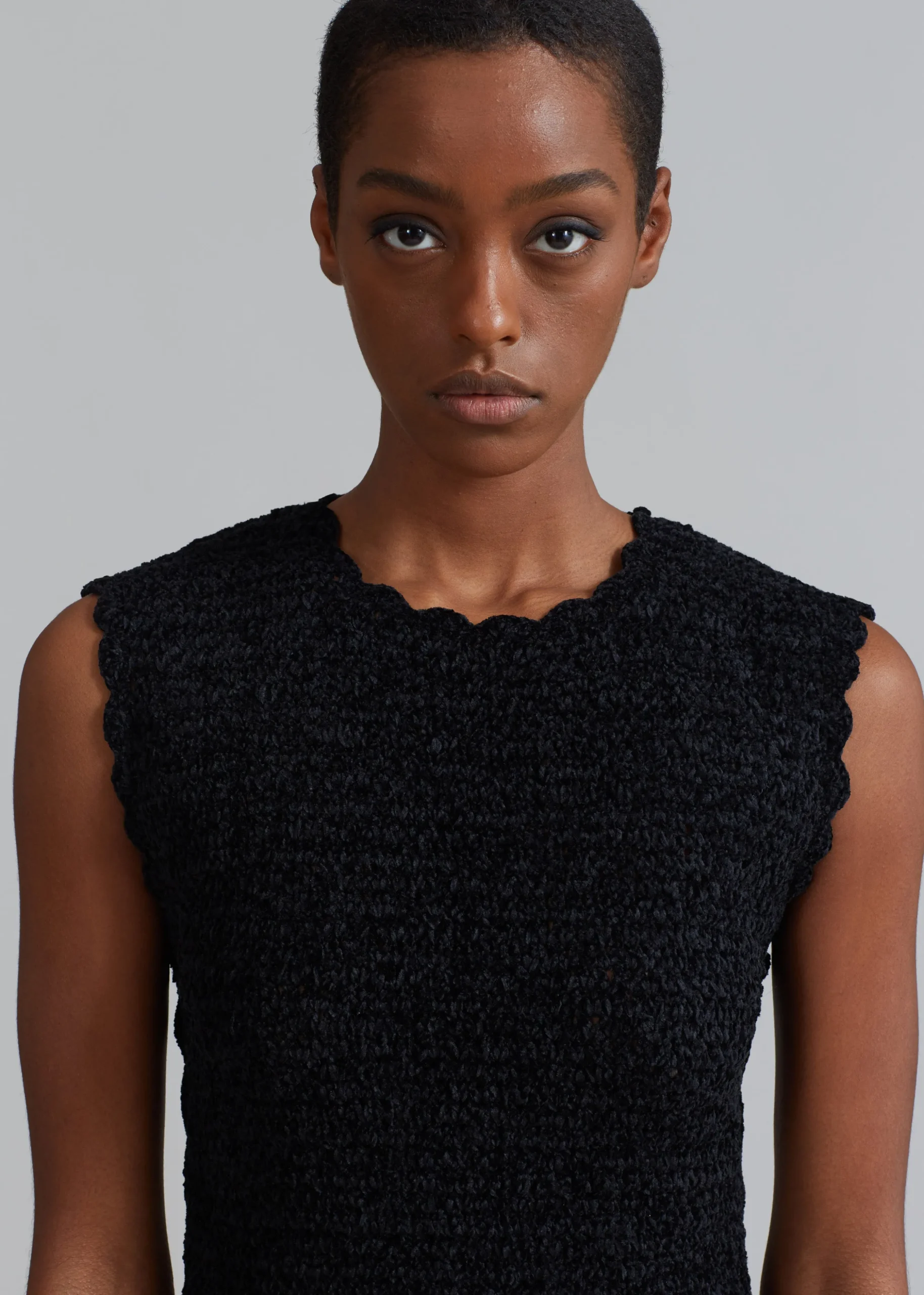 Ganni Velvet Crochet Open Back Mini Dress