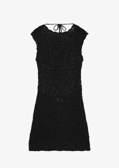 Ganni Velvet Crochet Open Back Mini Dress