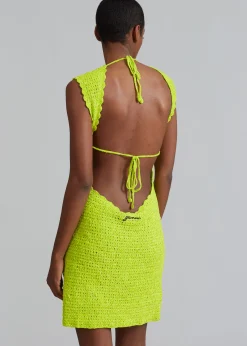 Ganni Velvet Crochet Open Back Mini Dress