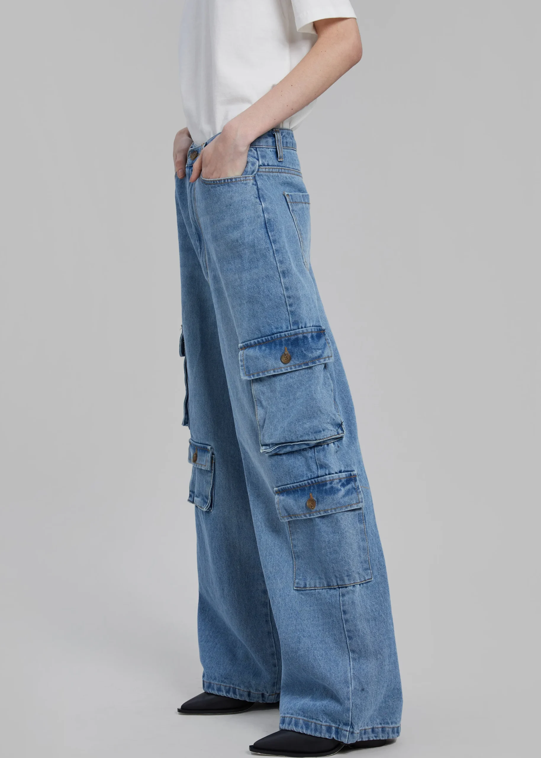 Hailey Denim Oversized Cargo Pants