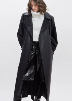 Henna Oversized Faux Leather Trench