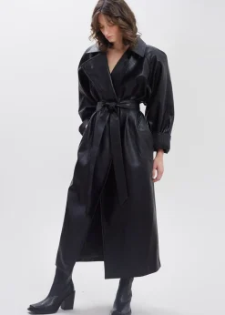 Henna Oversized Faux Leather Trench