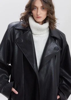 Henna Oversized Faux Leather Trench