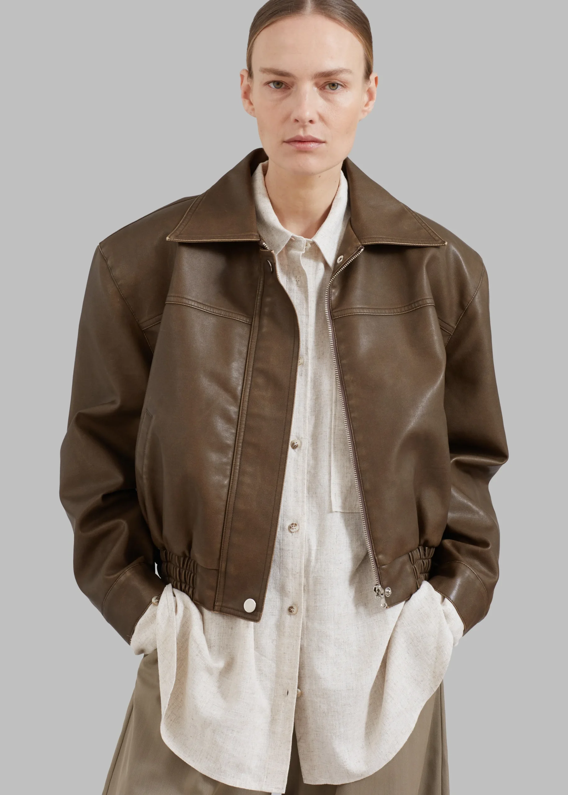 Jaden Faux Leather Bomber