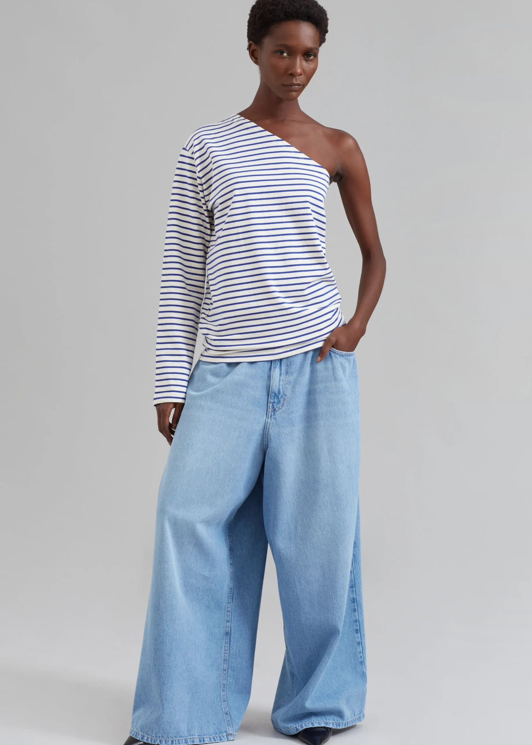 Jean One Shoulder Top