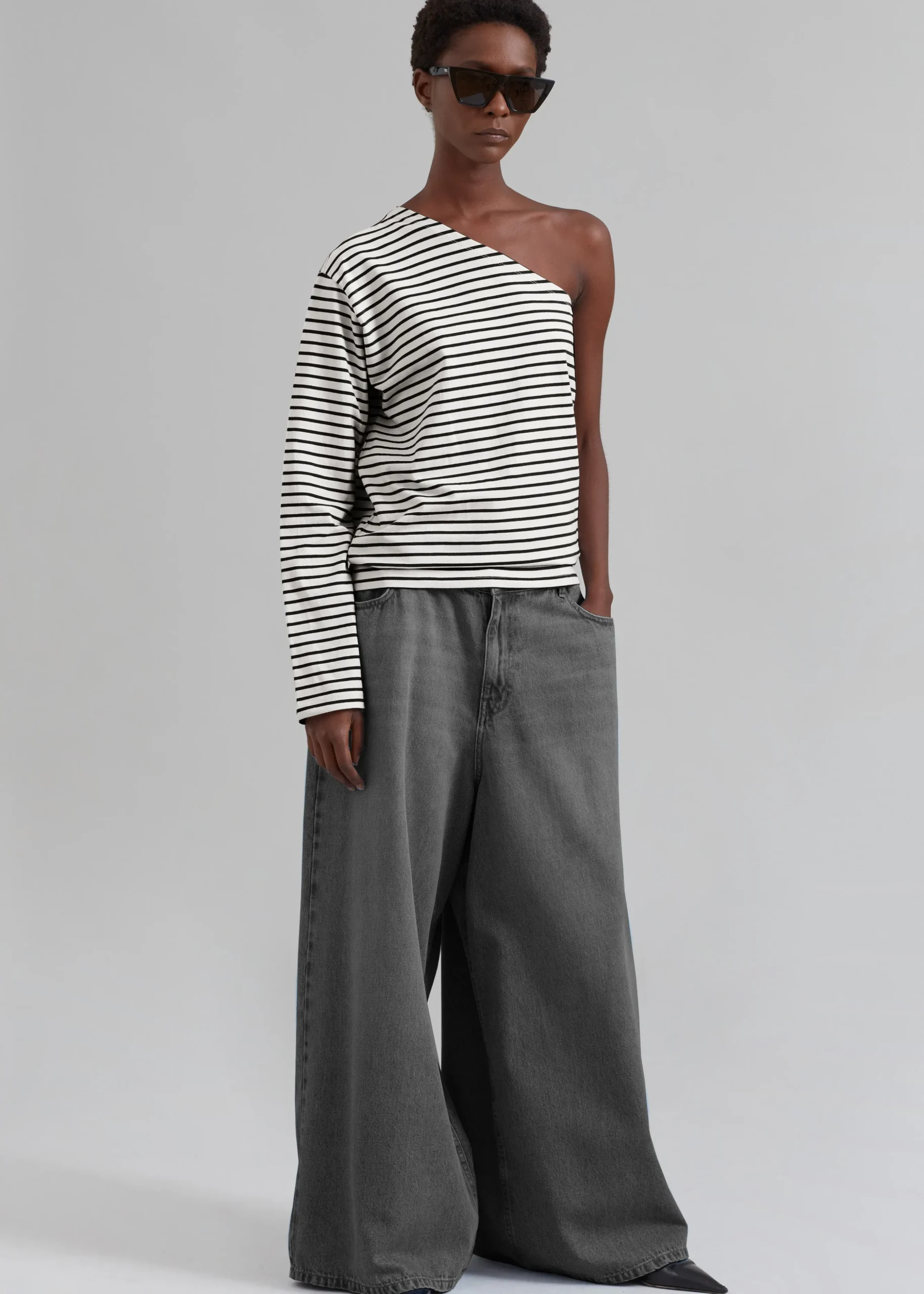 Jean One Shoulder Top