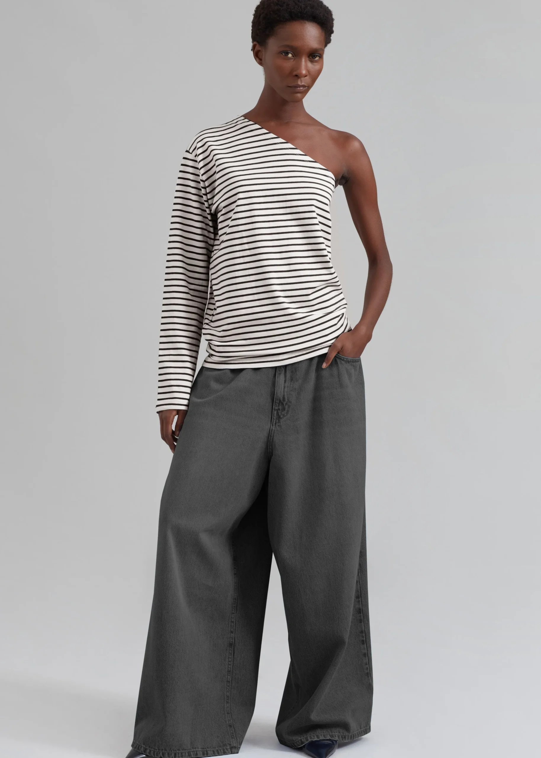 Jean One Shoulder Top