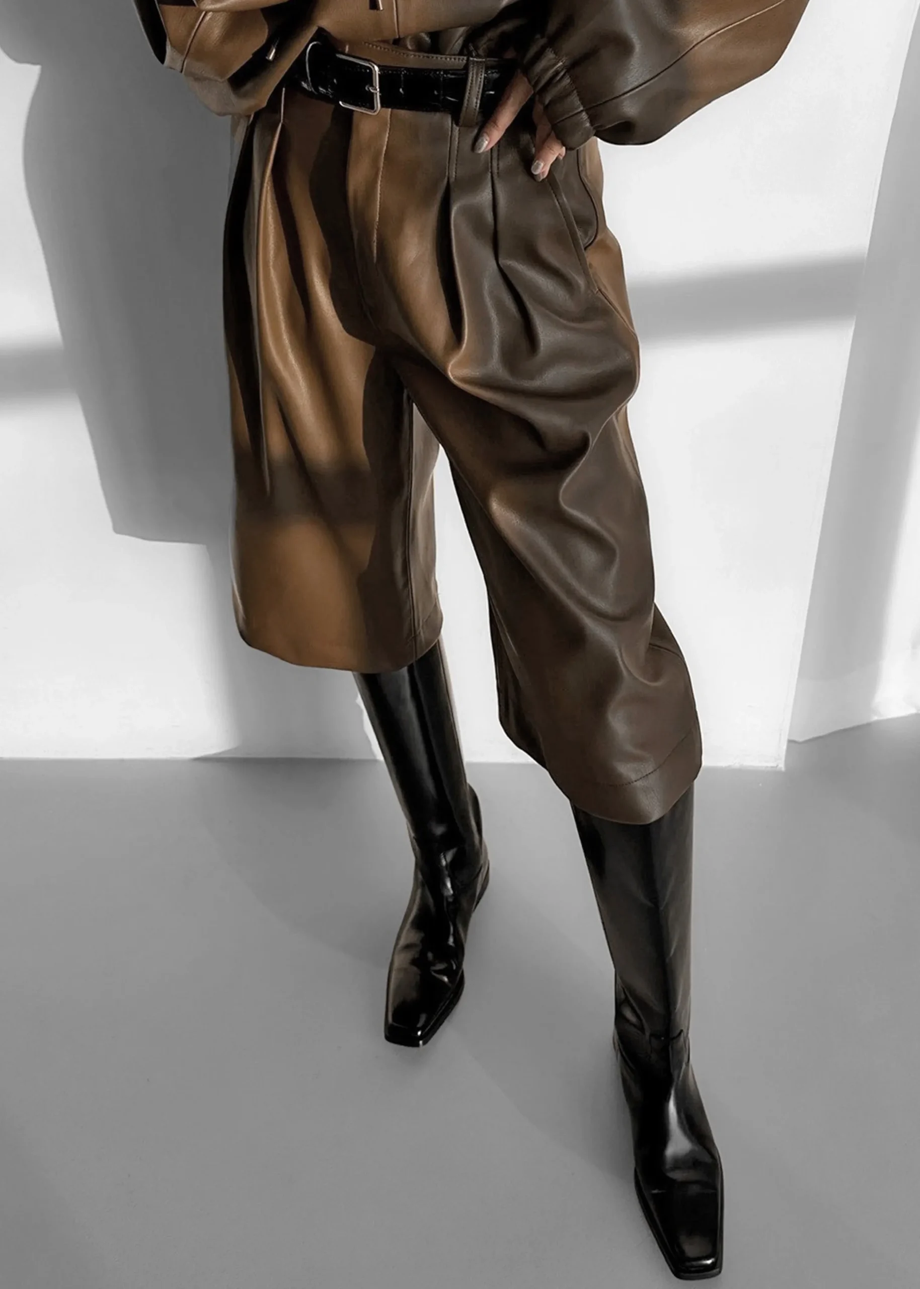 Kerang Faux Leather Bermuda Shorts