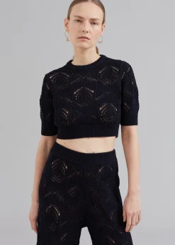Loulou Studio Jaro Crochet Cropped Top