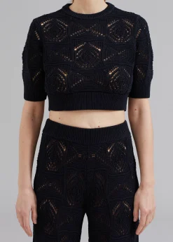 Loulou Studio Jaro Crochet Cropped Top