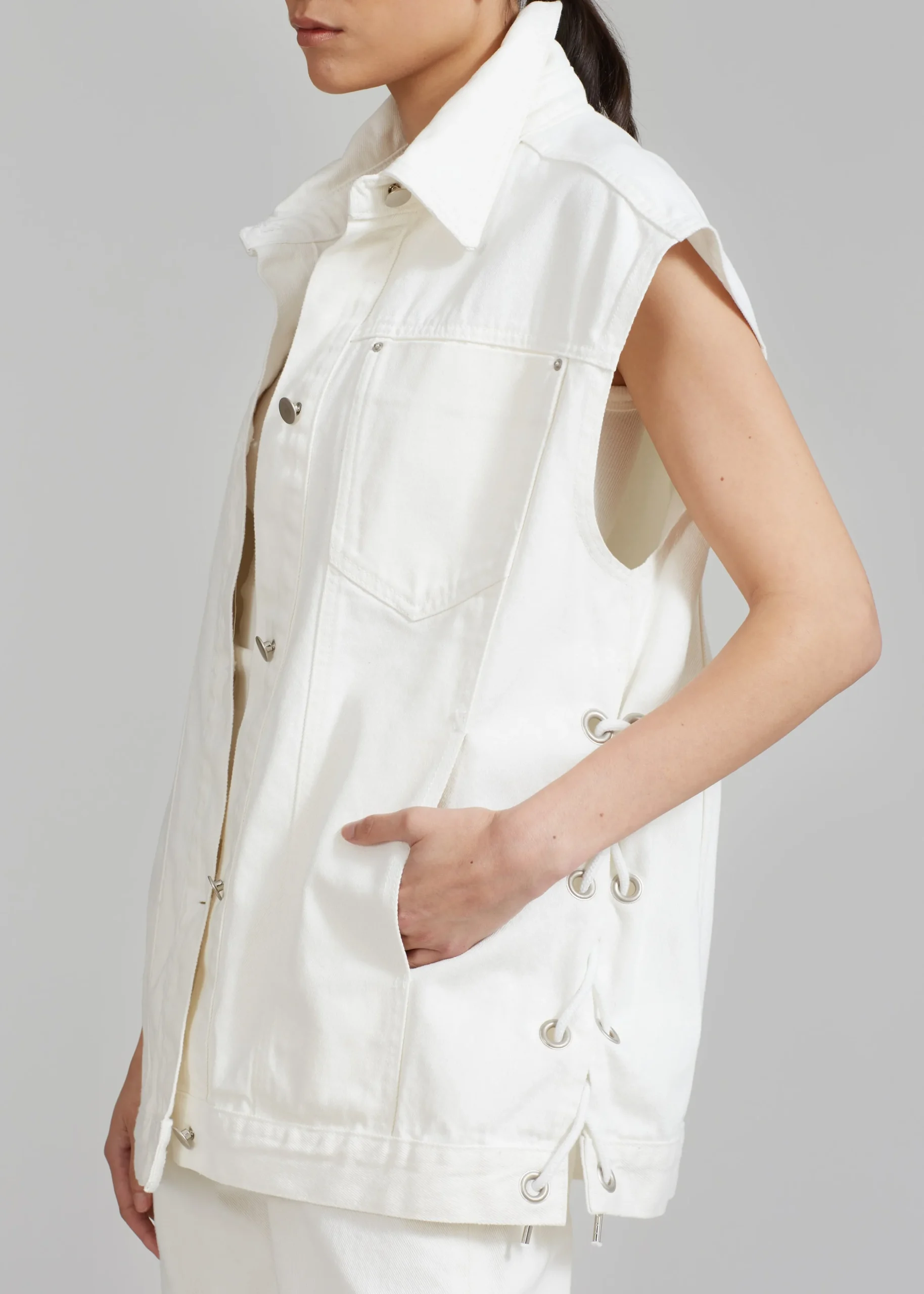 Ora Lace Up Denim Vest