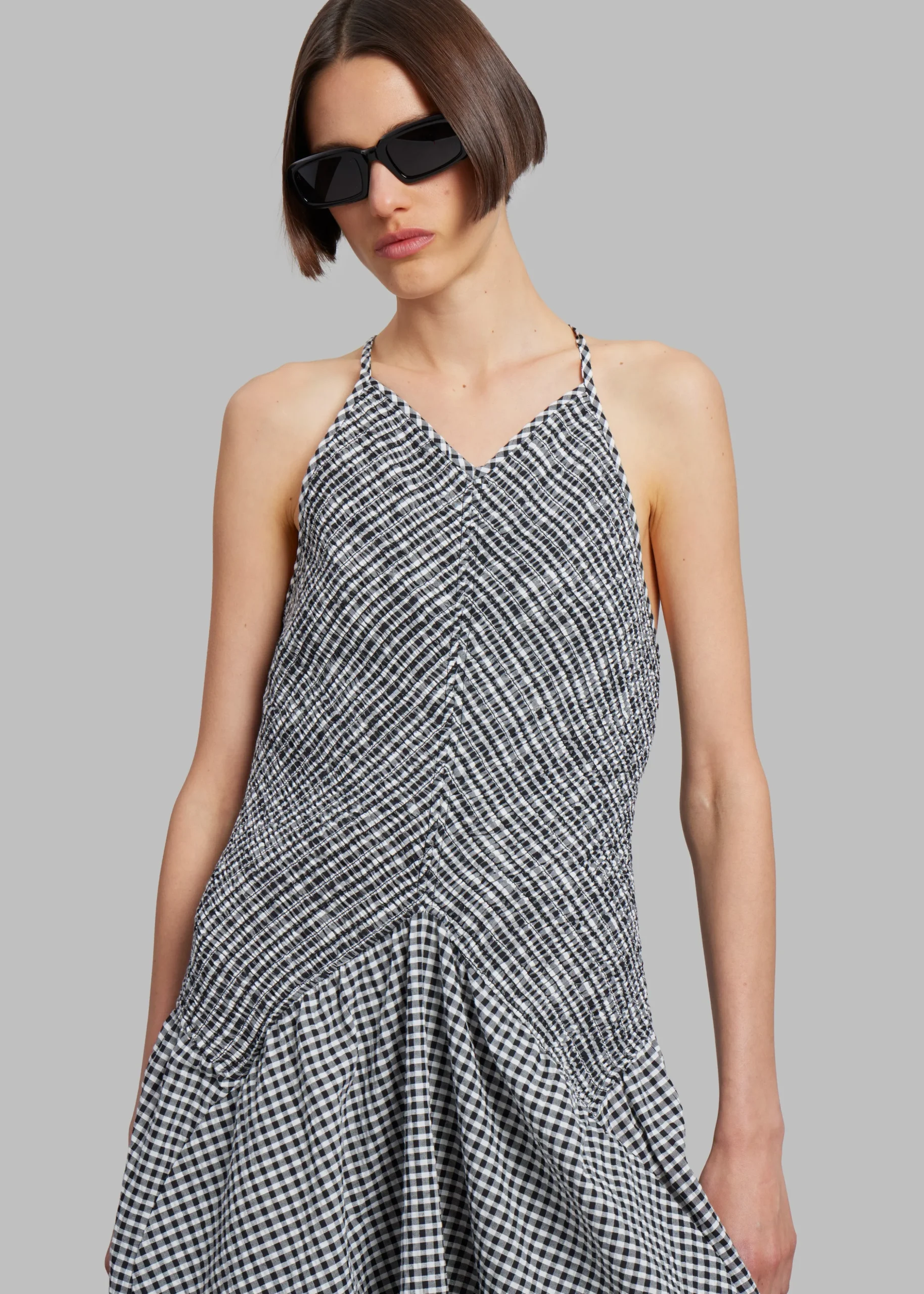 Proenza Schouler White Label Gingham Seersucker Smocked Dress