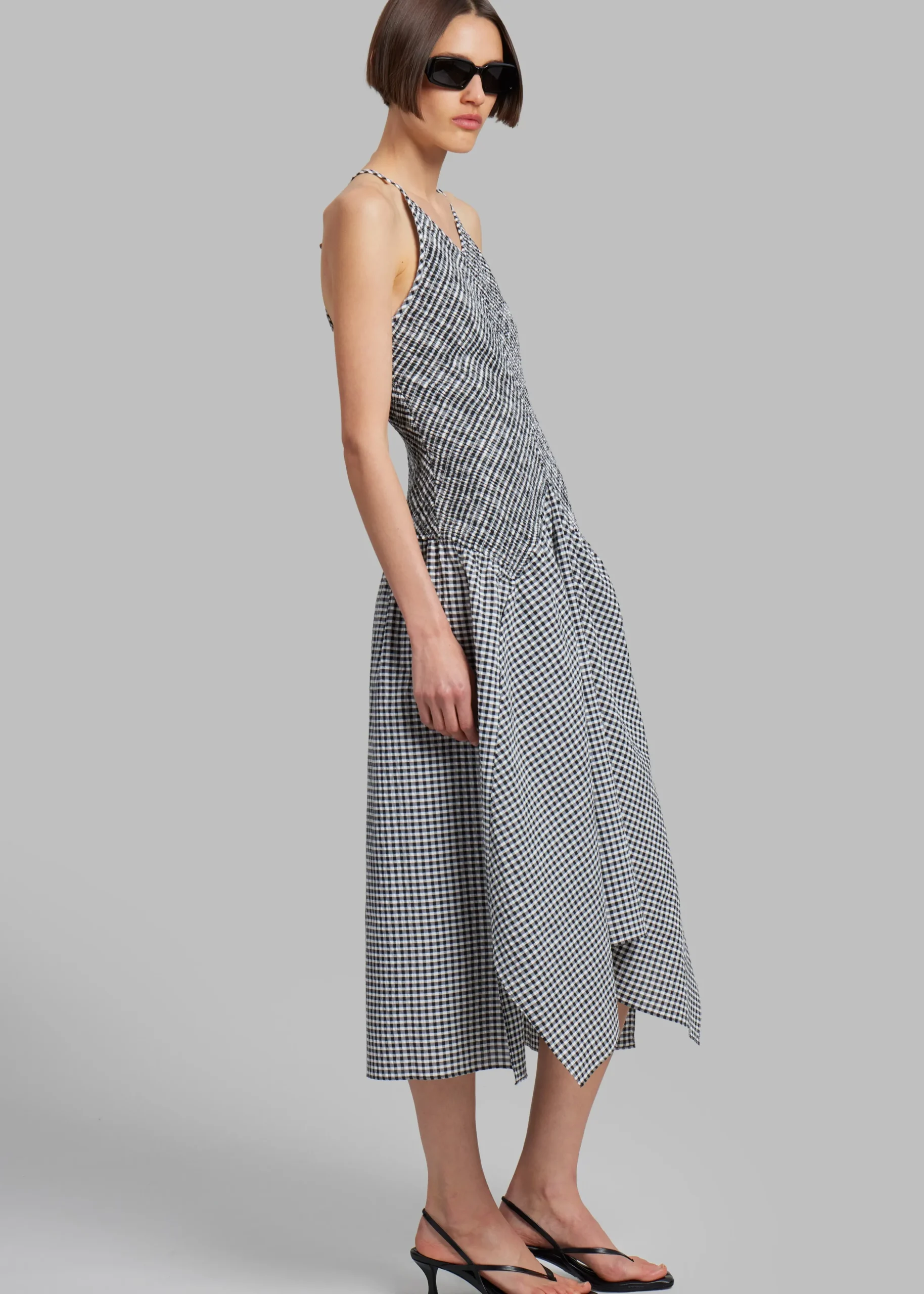Proenza Schouler White Label Gingham Seersucker Smocked Dress