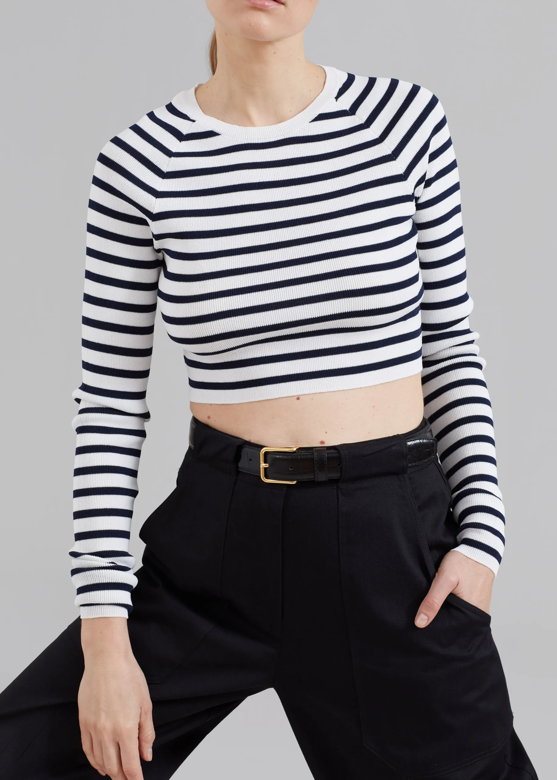 Remain Striped Knit Cropped Top