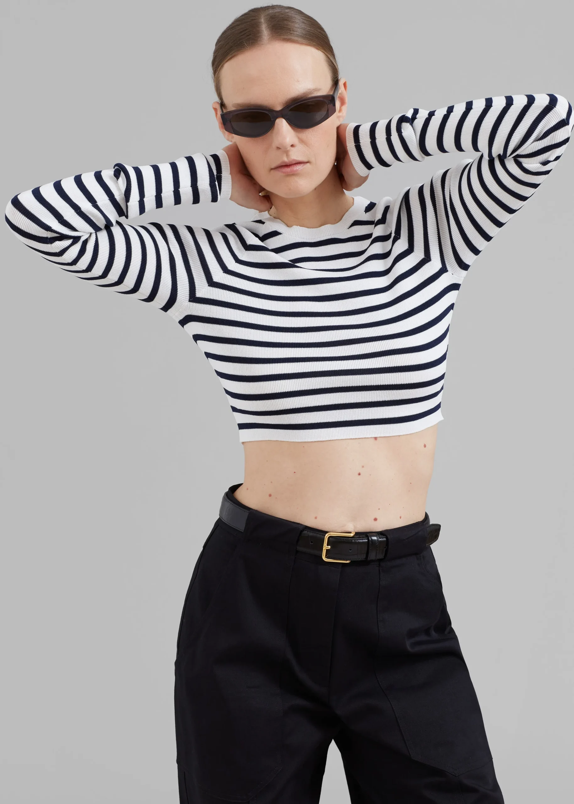 Remain Striped Knit Cropped Top