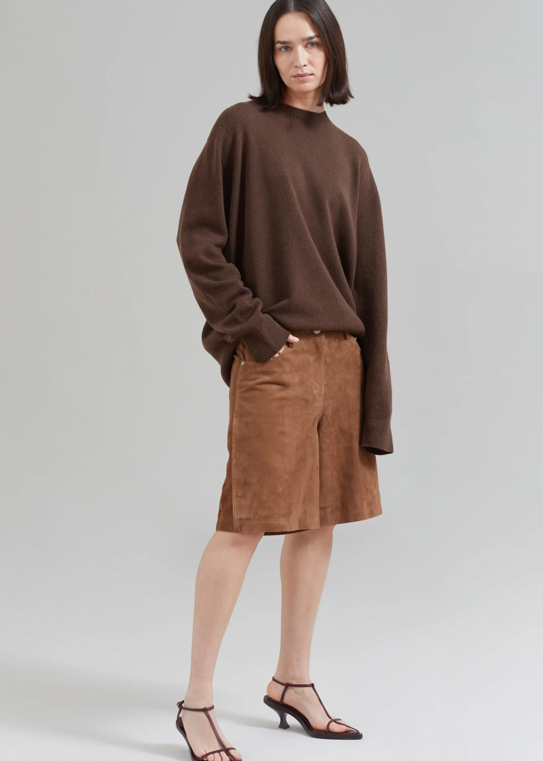 Remain Suede Bermuda Slit Shorts