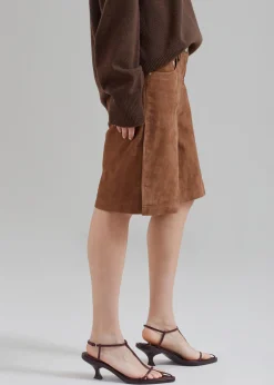 Remain Suede Bermuda Slit Shorts