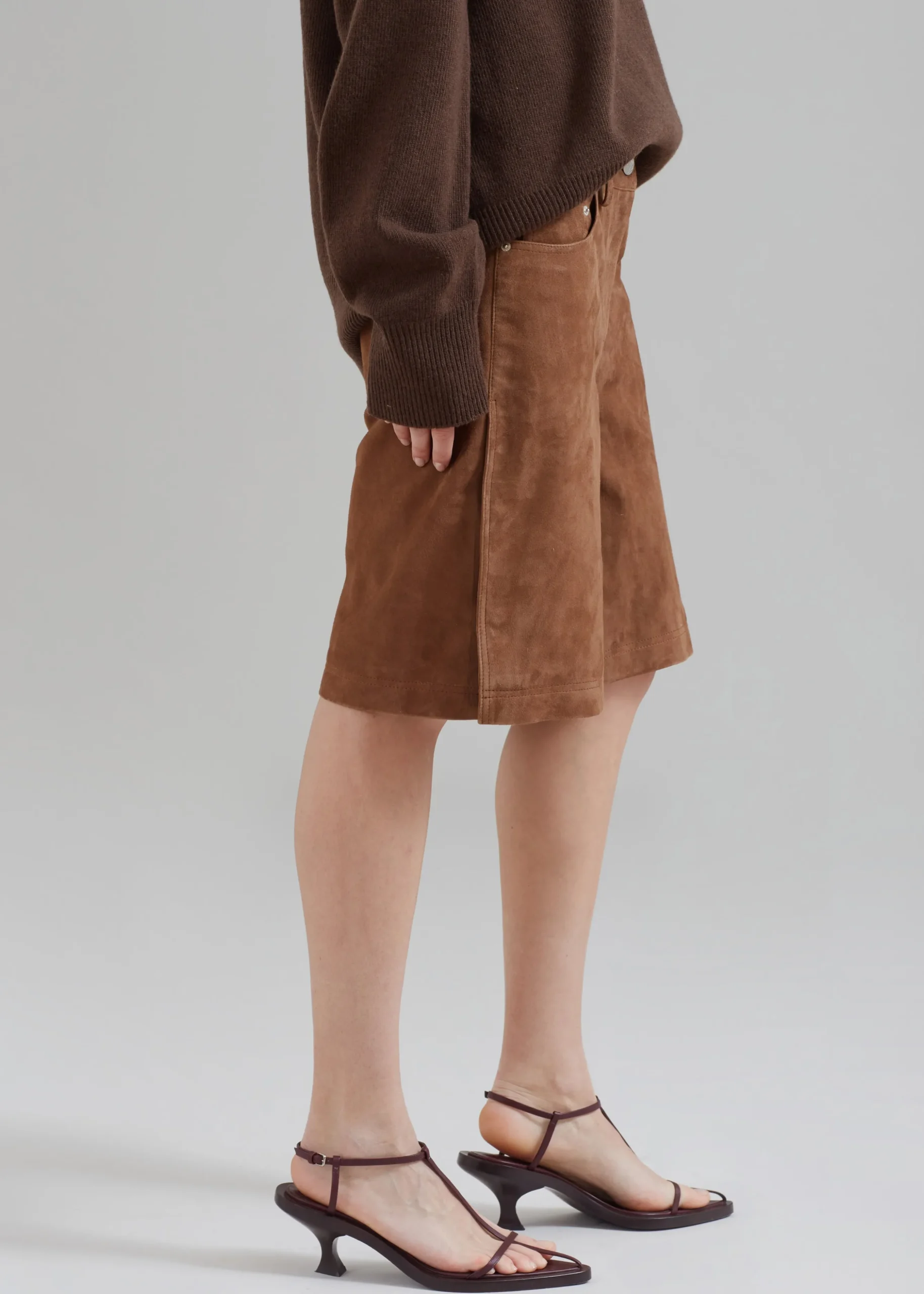 Remain Suede Bermuda Slit Shorts