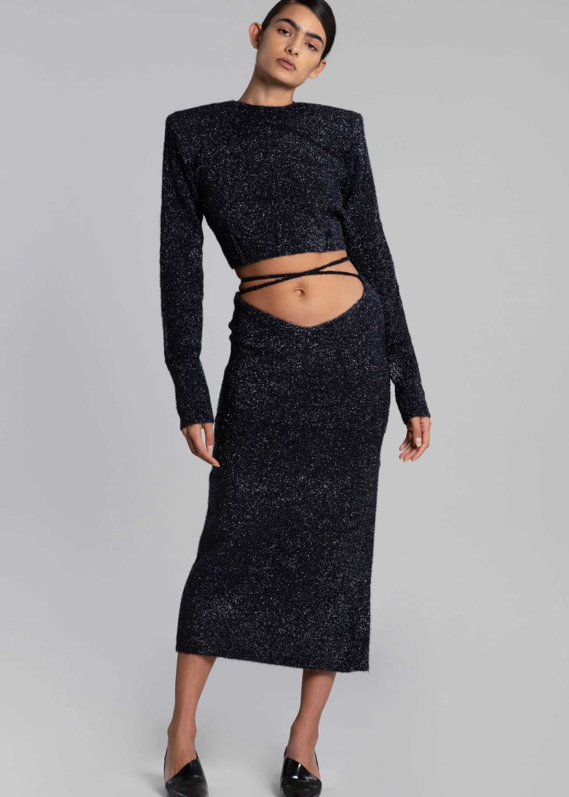 Rotate Glitter Knit Pencil Skirt