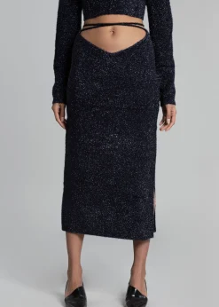 Rotate Glitter Knit Pencil Skirt
