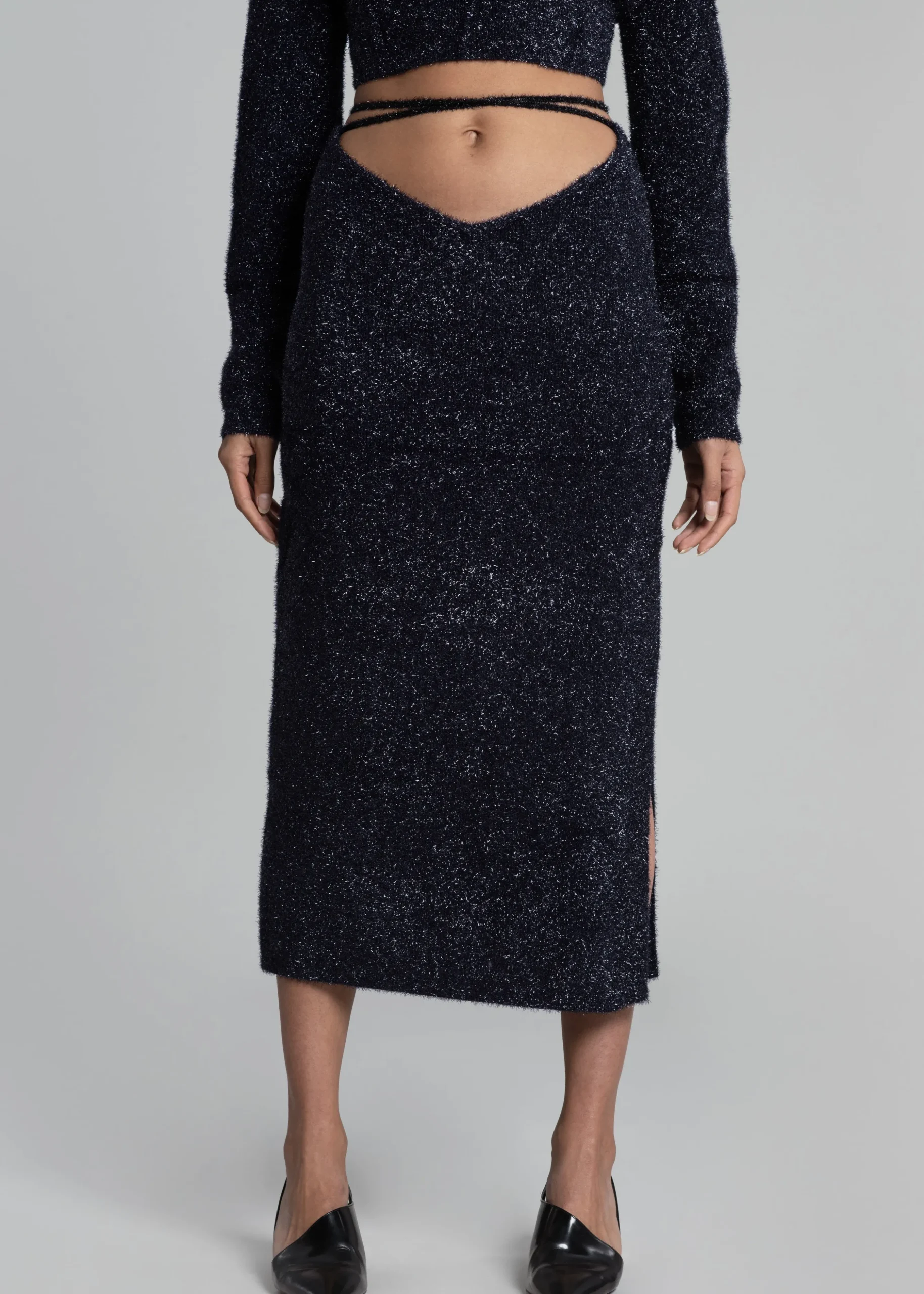 Rotate Glitter Knit Pencil Skirt