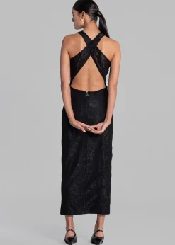 Rotate Mesh Lace Slit Dress