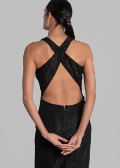 Rotate Mesh Lace Slit Dress