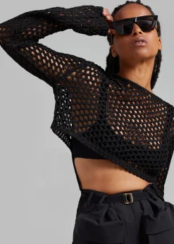 Safa Crochet Open-Knit Top