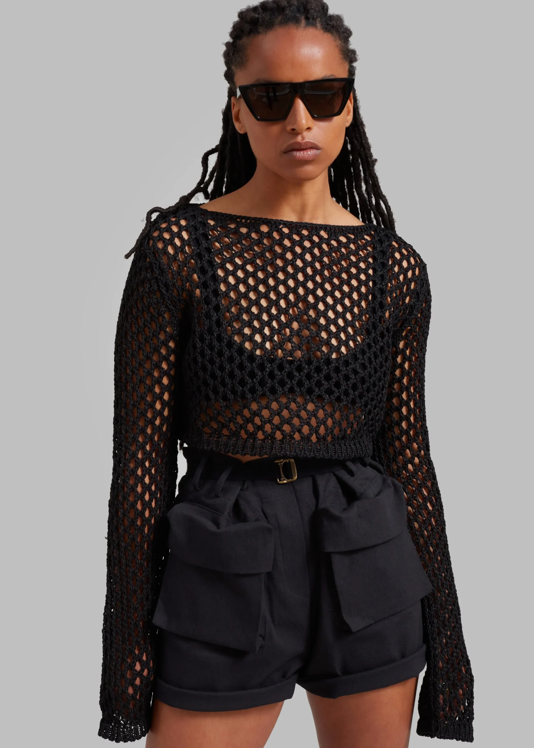 Safa Crochet Open-Knit Top