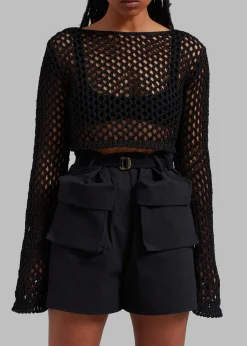 Safa Crochet Open-Knit Top