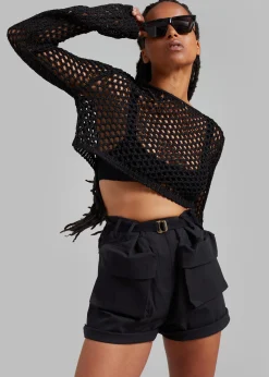 Safa Crochet Open-Knit Top